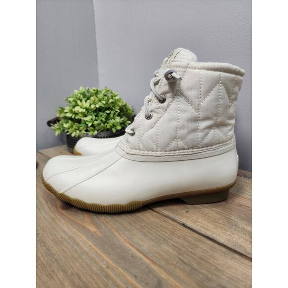 Sperry Saltwater Seacycled Nylon Beige Women's Duck Boots Size 10 M - Picture 4 of 9